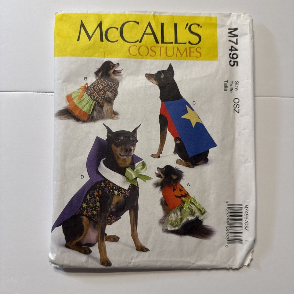 McCall's DOG Halloween Pumpkin, Hero, Vampire & Dress Costumes OSZ M7495